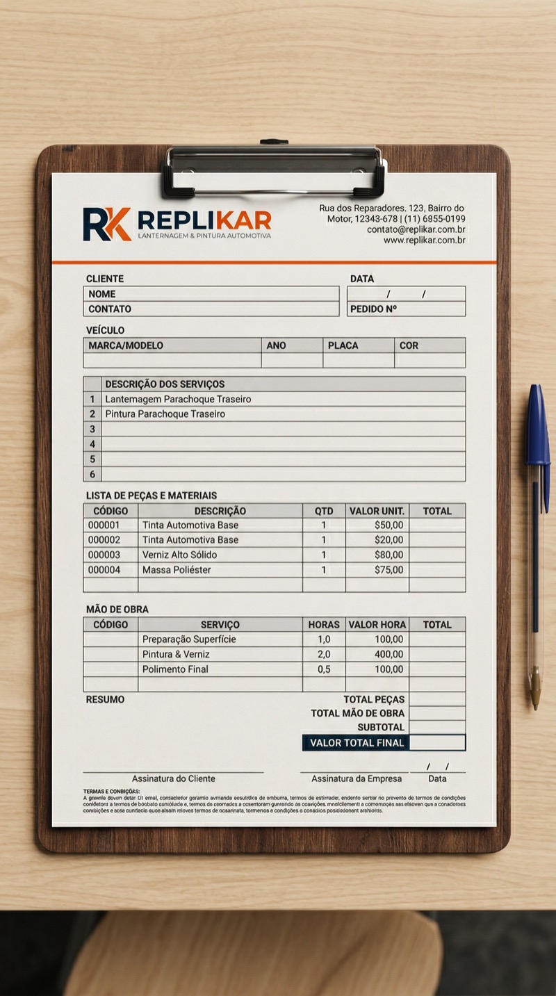 Ordem de serviço e orçamento